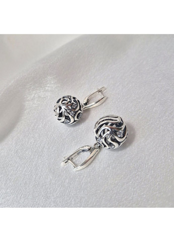 Серебряные серьги Шар Серебро 925 пробы Черненное 2771 9.69г Nobrand (369612482)