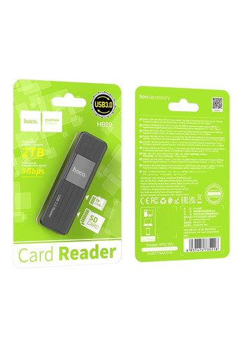 USB-хаб Mindful 2-in-1card reader(USB3.0) Black (6931474735218) Hoco HB20 (369609548)