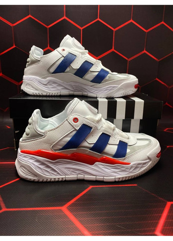 КРОССОВКИ ЖЕНСКИЕ ADIDAS NITEBALL WHITE BLUE RED АДИДАС НАЙТБОЛ No Brand белые демисезоны (368884561)