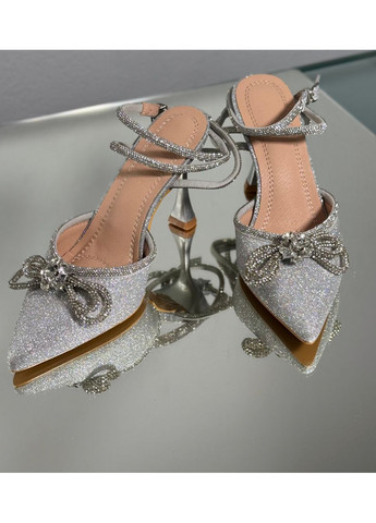 No Brand Жіночі туфлі святкові гліттерні срібні 10 см туфлі-човники срібний з текстиль, — літо (351394598)