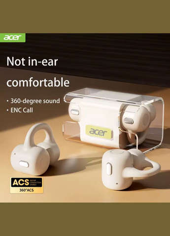 Навушники з кліпсою OHR301 TWS Bluetooth 5.3 ENC мікрофон 52год роботи низька затримка для iPhone Android Acer (347641150)