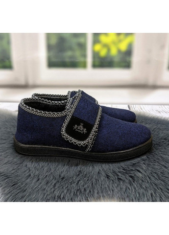 Синие тапочки домашние женские Progress с вышивкой
