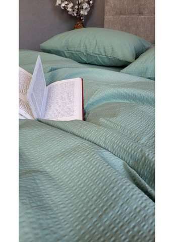 Постельное белье с резинкой Зеленая полынь GS200, ранфорс гофра (жатка) Двуспальный размер, наволочки 70/70 No Brand (364219884)
