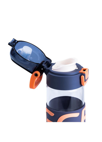 Пляшка для води 460 мл скляна з пластиковою кришкою синя HP17299BL Happy Life (351431786)