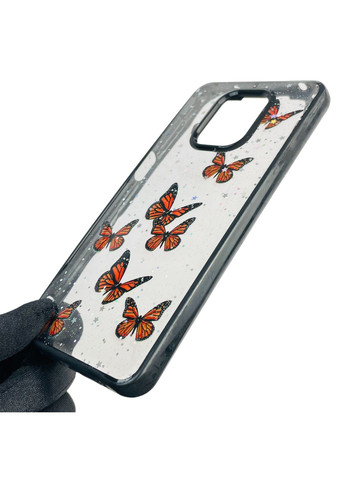 Чехол для Redmi Note 9 Pro с блёстками с бабочками на сяоми редми нот 9 про черный Xiaomi (366389956)