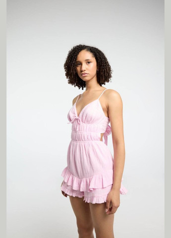 Женский комбинезон FINO Mode комбинезон-шорты розовый коктейльный, повседневный, вечерний, пляжный, кэжуал муслин