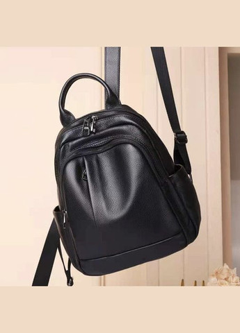 Кожаный женский городской рюкзак на черной молнии 85271 Tiding Bag (341309338)