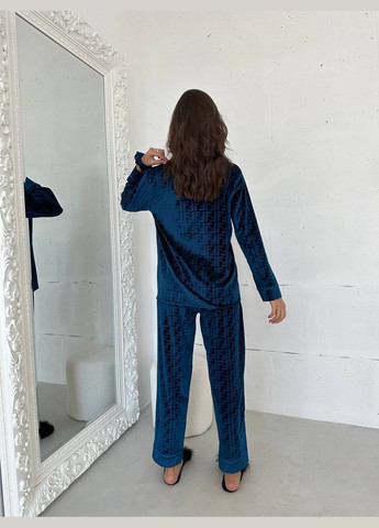 Синяя всесезон нежная пижамка из лого Vakko