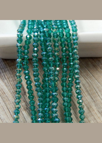 Бусины хрустальные Рондель, 6х4 мм, прозрачные АВ, изумрудные, 90-95 шт No Brand (340482579)