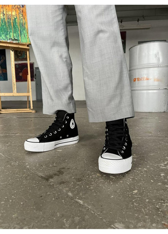 КЕДЫ ЖЕНСКИЕ CONVERSE LIFT HIGHT BLACK КОНВЕРС No Brand чёрные демисезоны (367175876)