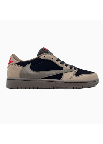 Черные летние кроссовки nike air jordan 1 low x travis scott brown/black найк аир джордан No Brand