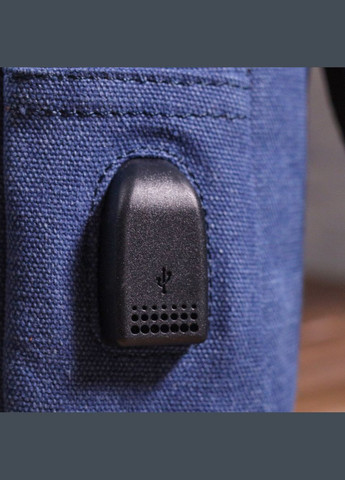 Сумка з USB кабелем через плече із щільного текстилю синя 21224 Vintage (329196970)