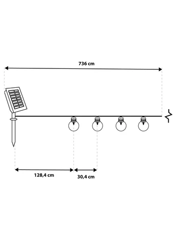 Солнечная LED гирлянда Lumiled GLADI CONTROL 20 фонариков 7,36 м пластик теплый свет 3000K No Brand (400874378)