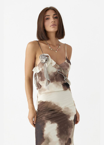 Летний женский шифоновый сарафан с цветком Lurex