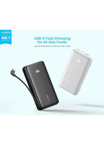 Павербанк Zolo A110E 20000 mah 22.5 Ват з вбудованим зарядним кабелем, швидкою зарядкою і LED індикатором заряду УМБ для тел Anker (366546882)