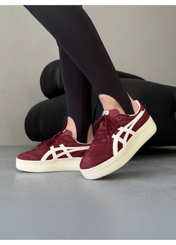 Кроссовки женские Asics Onitsuka Tiger Tokuten Bugrundy Beige Platform | Асикс Онитсука Тайгер бордовые No Brand бордовые демисезоны (394965698)