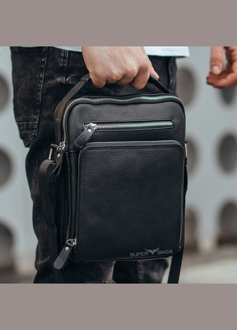 Мужская сумка-барсетка через плечо кожаная черная с ручкой M32432 Tiding Bag (359380769)