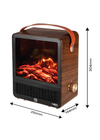 Камін електричний, декоративний, 850/1500Вт, 15-20м2, регулятор, 25х14, 4х30, 4см, дерево Neo Tools (362213932)