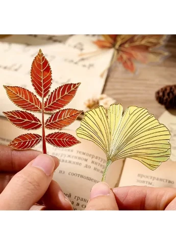Закладка для книг металлическая «Autumn Leaves» лист рябины красная No Brand (404813609)