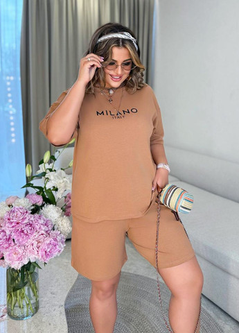 Повсякденний жіночий трикотажний костюм із шортами та футболкою Modena (338255563)