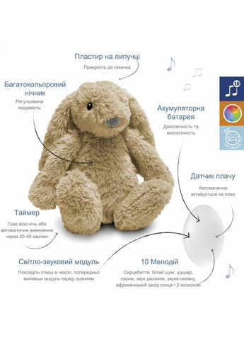 Музична м'яка іграшка Зайчик RO, білий () Zazu ZA-RO-03 (328447125)