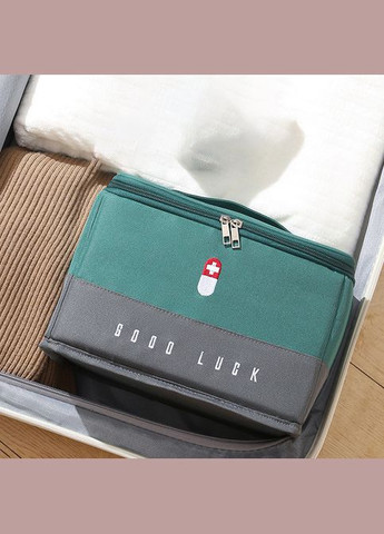 Аптечка, сумка-органайзер для медикаментів каркасна 26,5x20x18,5см Зелений ( код: IBC005GS ) No Brand (334689358)