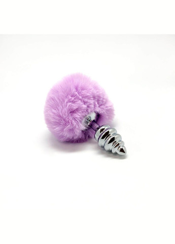 Металлическая анальная пробка Кроличий хвостик Fluffy Twist Plug S Purple, диаметр 2,9 см - CherryLove Alive (339867460)
