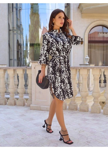 Комбинированное платье sa-548 черно-белое ISSA PLUS однотонное