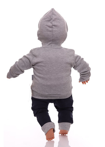 Синій демісезонний костюм із довгим рукавом для хлопчика трикотажний із собачкою сірий 86 см (30316) BABYKROHA