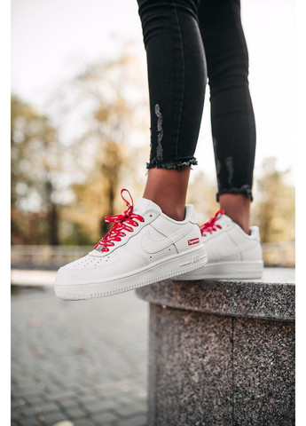 Білі Осінні кросівки чоловічі nike air force 1 supreme white найк аір форс 1 преміум No Brand