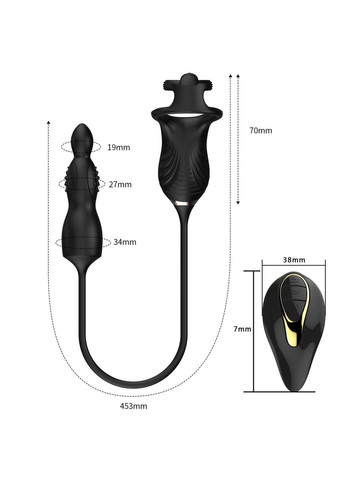 Мужской анальный вибростимулятор с эрекционным кольцом и дистанционным управлением (черный силикон) We Love (362590016)