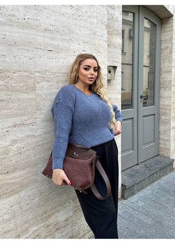 Базовый женский свитер синего цвета 34412 No Brand (358528710)