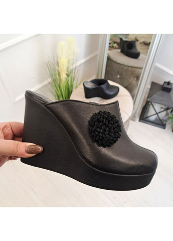 Черные сабо женские кожаные 38 черные 13011 Vasha para