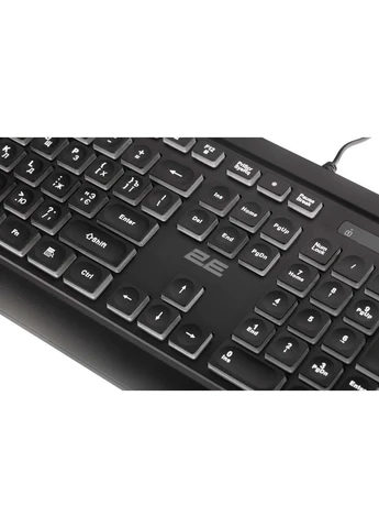 Клавіатура KS120,, USB, біле підсвічування, 12 мультимедіа клавіш, 1.5 м, UA / EN (-KS120UB_UA) 000--KS120UB_UA 2E (395336785)
