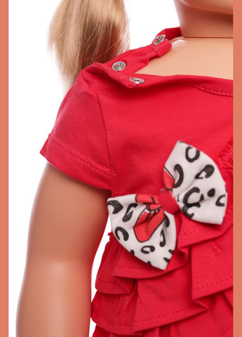 Червоний літній костюм літній для дівчинки з рюшкою бантик червоний 80 см (43096) BABYKROHA