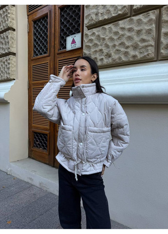 Сіро-бежева демісезонна куртка демісезон в стилі zara,стьобана плащівка еммі Україна