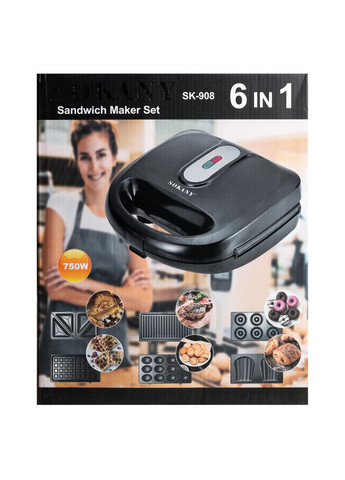 Мультипекарь SK-908 на 6 пластин с антипригарным покрытием, Sokany (328440763)