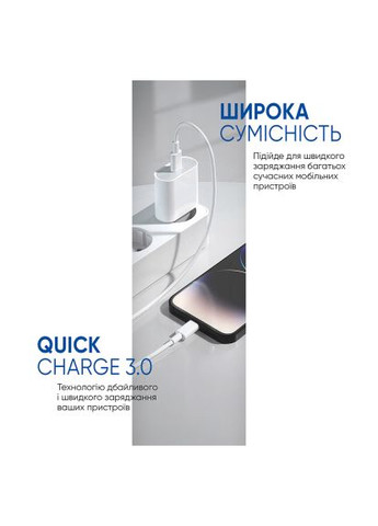Зарядний пристрій (ARM77725) ArmorStandart AMHJ83 20W USB-C White + cable USB-C to USB-C (370019629)