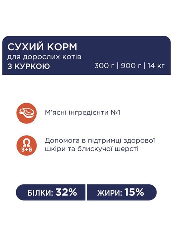 Сухий корм для котів з куркою 300 г B4610411 Club 4 Paws (329153298)