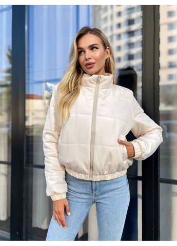 Бежева демісезонна жіноча укорочена куртка демісезон MonCher