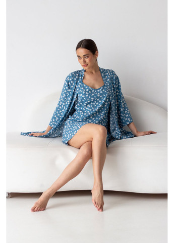 Сорочка из штапеля Barwa 0342 white flowers/blue (352267930)