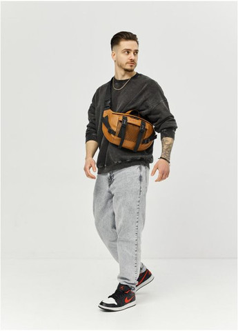 Большая мужская поясная сумка бананка из натуральной кожи Коричневая (1008038721) Sambag (361244588)