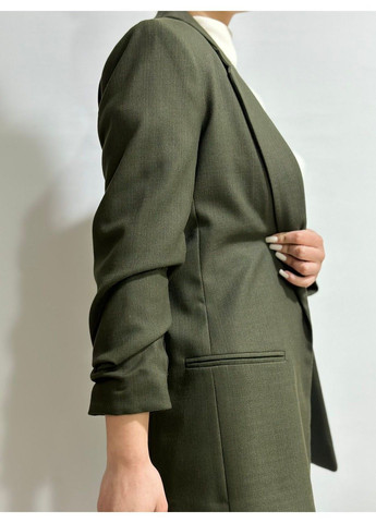 Темно-зеленый женский женский пиджак с собранными рукавами н&м (56959) xs темно-зеленый H&M - всесезон