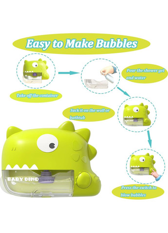 Іграшка для купання генератор піни X 18009 музичний діно Зелений Fun Game (328262597)