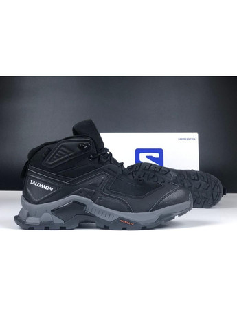 Черные зимние черные с серым термо мужские кроссовки осень\зима No Brand