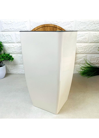 Большое квадратное кашпо для пальмы 27*27*51см 13л, Квадро белая роза Алеана (365815044)