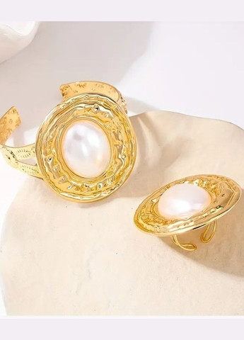 Массивный набор браслет и кольцо с жемчужной вставкой, 1208 No Brand (343247908)