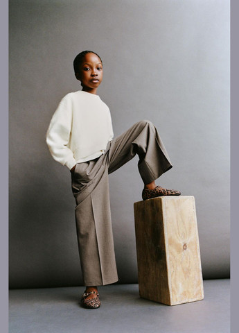 Стильні брюки з подвійною талієюZARA Zara брюки з подвійною талією на резинці (332984161)