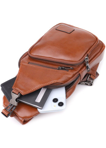 Удобная мужская сумка через плечо из натуральной кожи 23049 Рыжий Vintage (356452133)