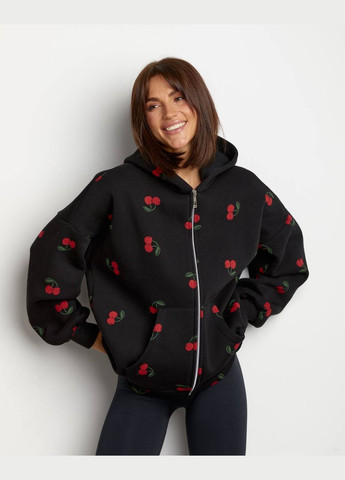 Женская кофта оверсайз с вишенками на флисе No Brand Р1540-711/2 (337718377)